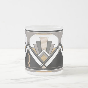 Taza De Cristal Esmerilado Delicia Art Déco Patrón Personalizado Inicial
