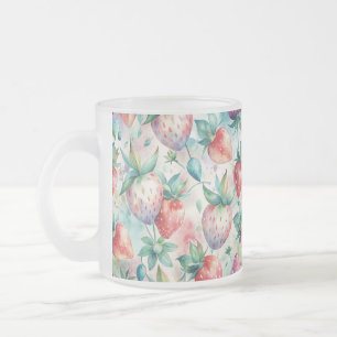 Taza De Cristal Esmerilado Delicious Watercolor Strawberries