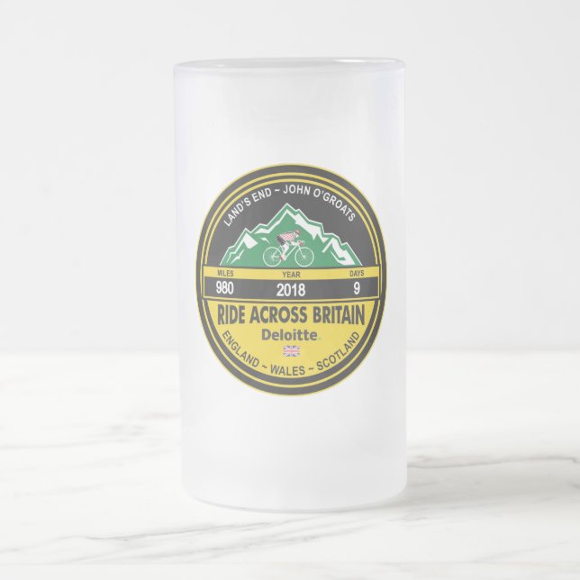 Taza De Cristal Esmerilado Deloitte MONTA A TRAVÉS de GRAN BRETAÑA 2018 (Centro)