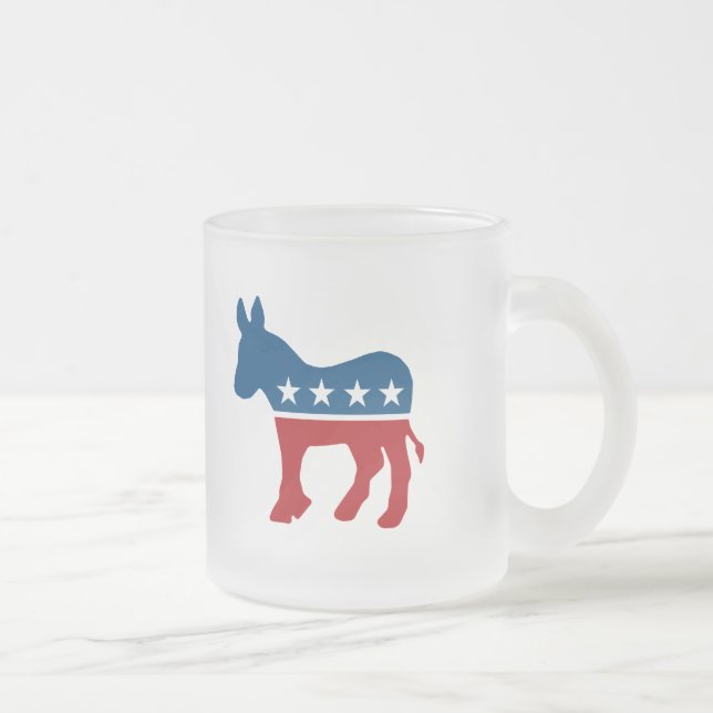 Taza De Cristal Esmerilado Demócrata Donkey (Derecha)