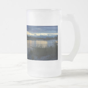 Taza De Cristal Esmerilado Denali Midnight Sunset Frosted Glass Mug