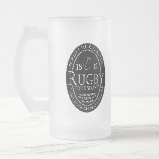 Taza De Cristal Esmerilado Deporte verdadero del rugbi (jbRUGBY) (Izquierda)