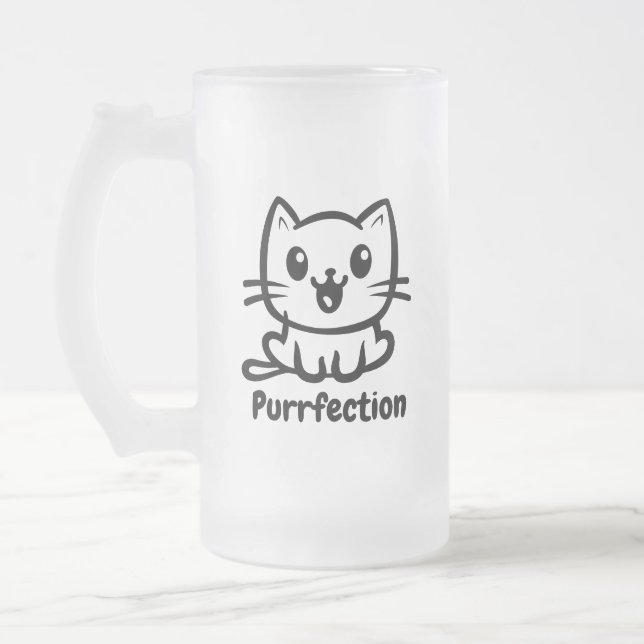 Taza De Cristal Esmerilado Depuración, Gato De Anime Muy Cuto (Izquierda)