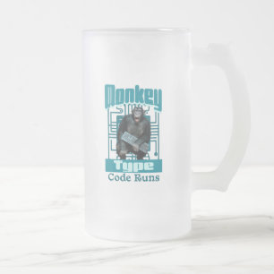 Taza De Cristal Esmerilado Desarrollador Full-Stack de tipo mono, código se e