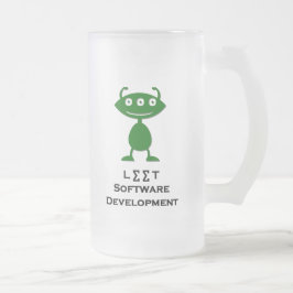 Taza De Cristal Esmerilado Desarrollo de software de hoja de ojos triple verd