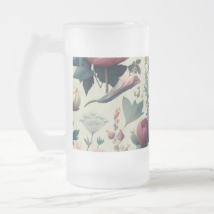 Taza De Cristal Esmerilado Descubre el impresionante patrón botánico floral d