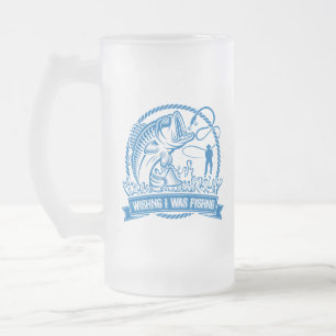 Taza De Cristal Esmerilado Desearía Estar Pescando