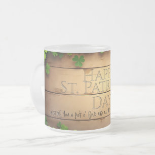 Taza De Cristal Esmerilado Deseos Afortunados de San Patricio 🍀