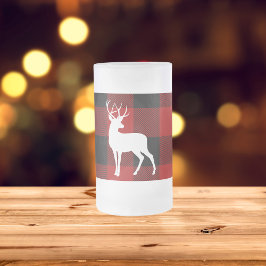 Taza De Cristal Esmerilado Deslumbrado de búfalo rojo y ciervo blanco