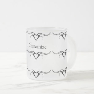 Taza De Cristal Esmerilado desplazamiento de corazones tribales