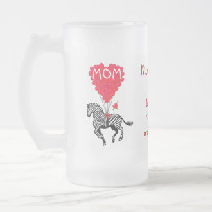 Taza De Cristal Esmerilado Día de la Madre de cebra divertido y personalizado