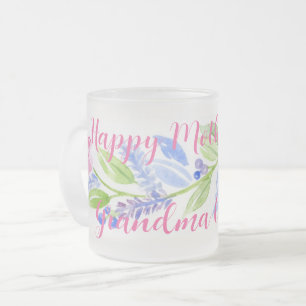 Taza De Cristal Esmerilado Día de la Madre Feliz Floral Acuarela NOMBRE