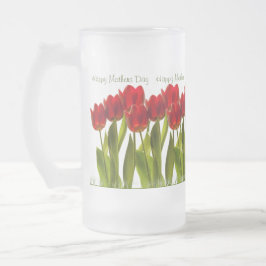 Taza De Cristal Esmerilado Día de la Madre - Fila de brillantes Tulipanes de 