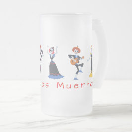 Taza De Cristal Esmerilado Dia De Los Muertos Cantando Esqueletos