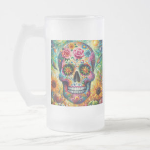 Taza De Cristal Esmerilado Día de los muertos por la caída del azúcar