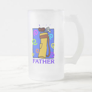 Taza De Cristal Esmerilado Día de los Padres del Golf Beer Mug