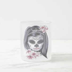 Taza De Cristal Esmerilado Día de Muertos Día de la Calavera del Azúcar