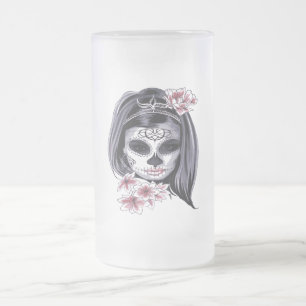 Taza De Cristal Esmerilado Día de Muertos Día de la Calavera del Azúcar