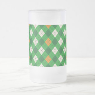 Taza De Cristal Esmerilado Día de San Patricio argyle de colores irlandeses