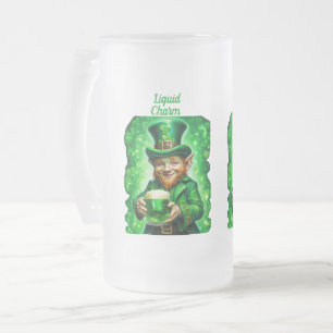 Taza De Cristal Esmerilado Día de San Patricio, Duende Verde, Cerveza Verde
