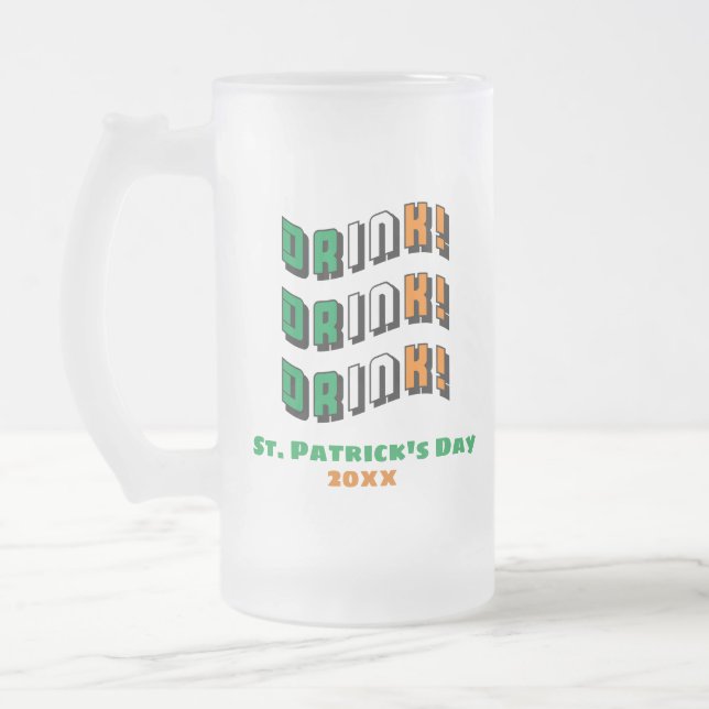 Taza De Cristal Esmerilado Día de San Patricio Irlandés Gracioso Bebida (Izquierda)