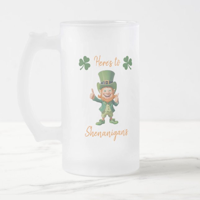 Taza De Cristal Esmerilado Día de San Patricio-Leprechaun- (Izquierda)