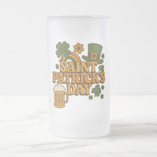 Taza De Cristal Esmerilado Día de San Patricio vintage de los años 70