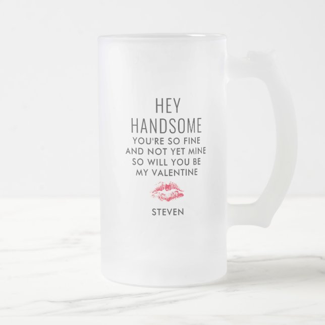 Taza De Cristal Esmerilado Día de San Valentín graciosa de novio personalizad (Derecha)