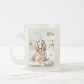 Taza De Cristal Esmerilado día de spa vintage salpicadura irlandés perro sett