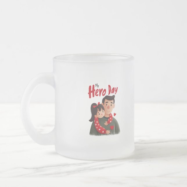 Taza De Cristal Esmerilado Día del Padre héroe (Izquierda)