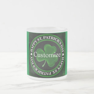 Taza De Cristal Esmerilado Día del Shamrock verde St Patrick