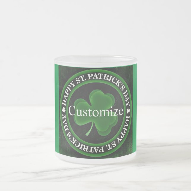 Taza De Cristal Esmerilado Día del Shamrock verde St Patrick (Centro)