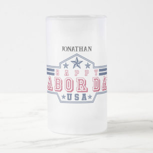 Taza De Cristal Esmerilado Día del Trabajo Personalizado Feliz