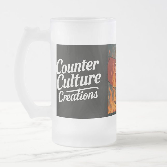 Taza De Cristal Esmerilado Diablos (Izquierda)