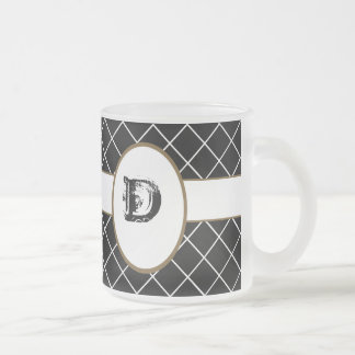Taza De Cristal Esmerilado Diamante negro monogramado