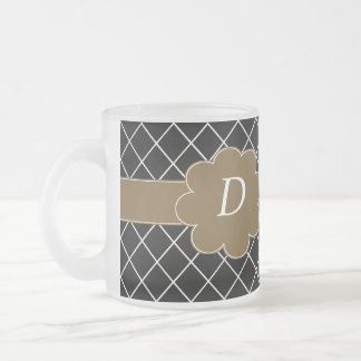 Taza De Cristal Esmerilado Diamante negro monogramado