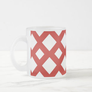 Taza De Cristal Esmerilado Diamantes blancos sobre rojo