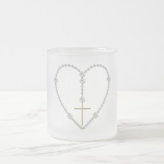 Taza De Cristal Esmerilado Diamond Rosary - Ave María llena de gracia (Centro)