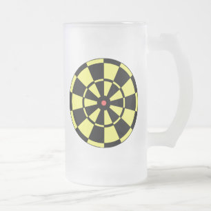 Taza De Cristal Esmerilado Diana roja negra amarilla del Dartboard