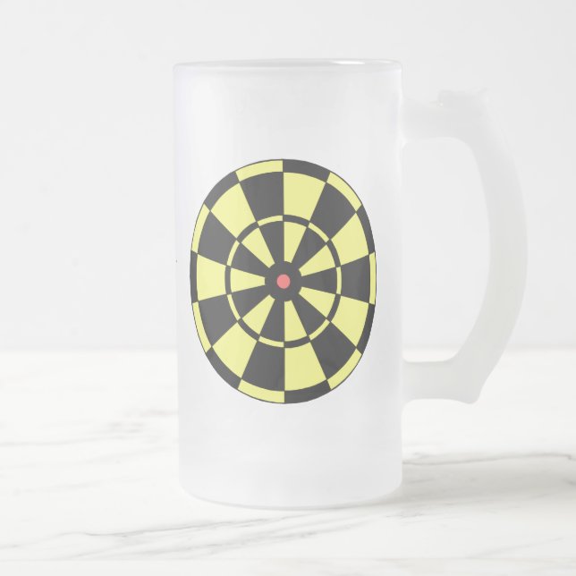 Taza De Cristal Esmerilado Diana roja negra amarilla del Dartboard (Derecha)