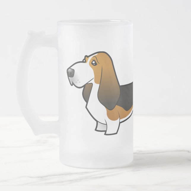 Taza De Cristal Esmerilado Dibujo animado Basset Hound (Izquierda)