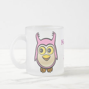 Taza De Cristal Esmerilado Dibujo animado rosado lindo modificado para