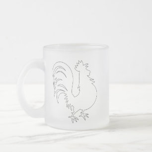 Taza De Cristal Esmerilado Dibujo de Gallo