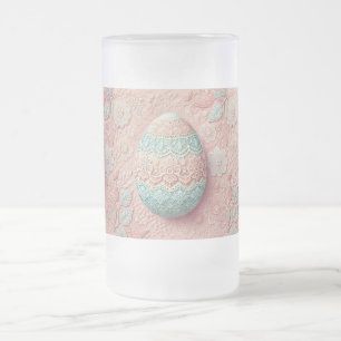 Taza De Cristal Esmerilado Dibujo de huevo de Pascua floral pastel rosa azul 