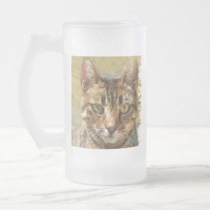 Taza De Cristal Esmerilado Dibujo de lápiz de gatos de tabla
