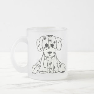 Taza De Cristal Esmerilado Dibujo de perro de peluche dálmata contorno simple