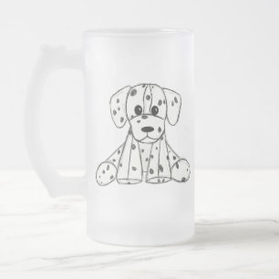 Taza De Cristal Esmerilado Dibujo de perro de peluche dálmata contorno simple