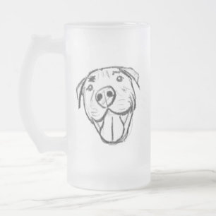 Taza De Cristal Esmerilado dibujo de pitbull simple amantes de perros blanco