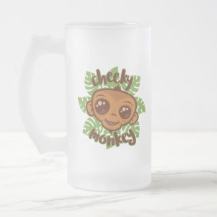 Taza De Cristal Esmerilado Dibujo de primate de dibujos animados mono travies