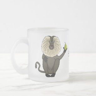 Taza De Cristal Esmerilado Dibujo divertido de un mono macaco cola de león